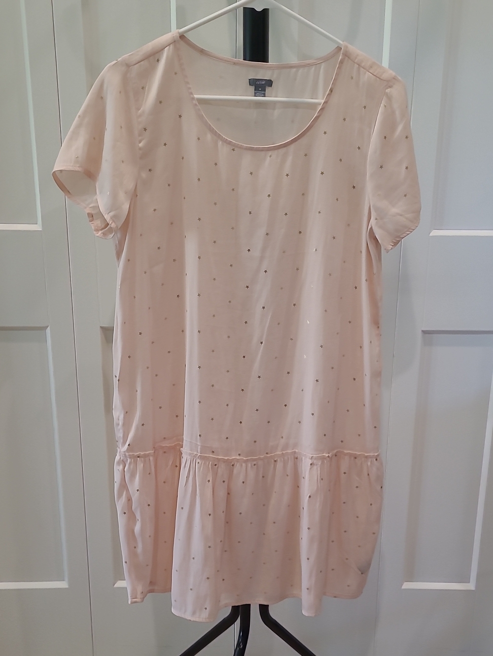 aerie Light Pink Dot Short Sleeve Drop-Waist Dress